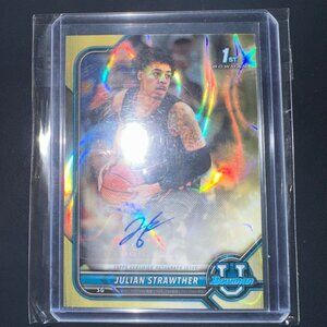 2022 Bowman University Julian Strawther Gold Auto /50 M/NM Denver Nuggets